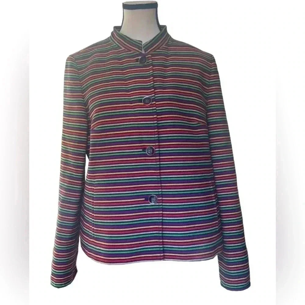 Talbots women’s multicolor stripes blazer jacket‎ Sz 12